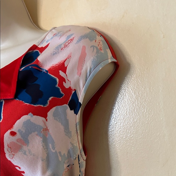 St. John Collection Floral Midi Dress in Red and Blue size 4 - Picture 6 of 13